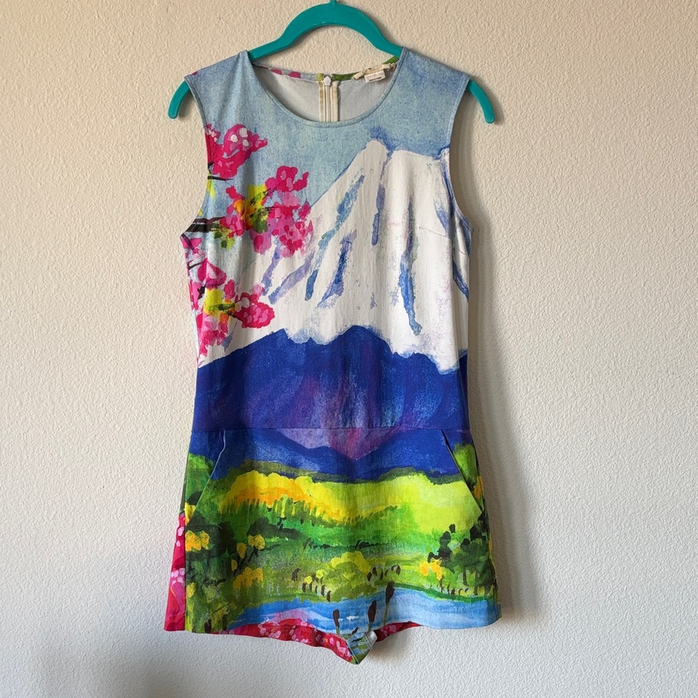 Desigual Small Japanese Colorful Mountain Print Sleeveless Romper